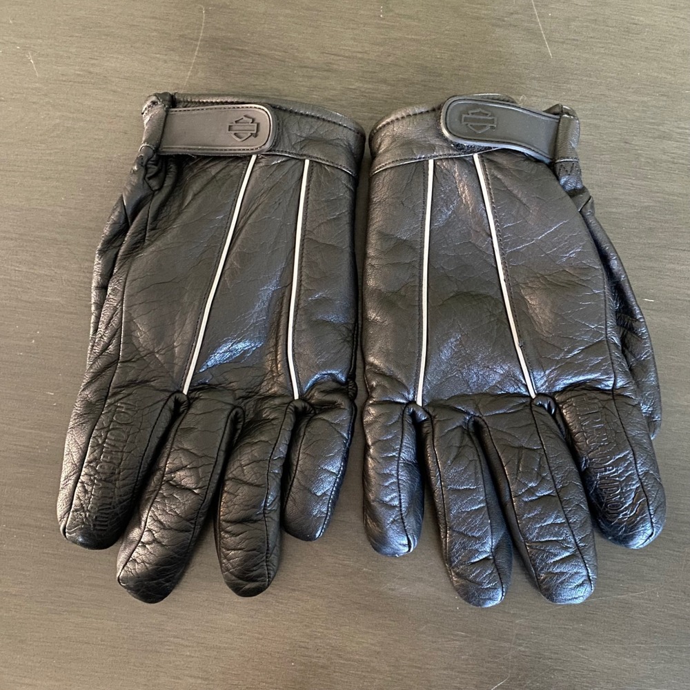 Harley Davidson Black Leather Motorcycle Gloves Reflective XXXL 2RXT-H-DMC